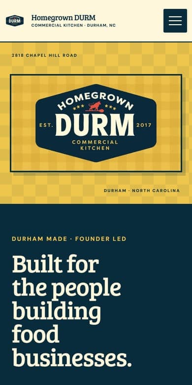 The Homegrown DURM homepage on a phone